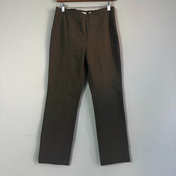 Vince Olive Stretch Pintuck Crop Flare Pants Large - Picture 3 of 7